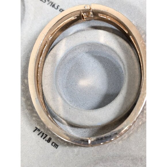 Retro Gold Tone Hammered Style Rhinestone Tennis Bangle Bracelet 7" - Picture 10 of 10